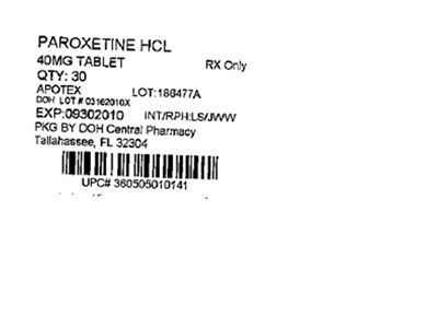 40mg Label (Paroxetine HCl 40mg(apotex))